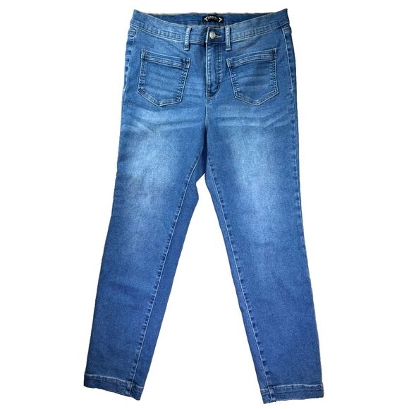 Nanette Lepore Jeans‎ Womens 12 Belle High Rise Skinny Denim Ankle Patch Pockets - Picture 1 of 11